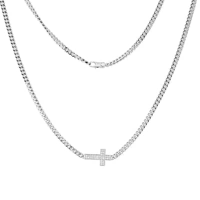 EFFY Men's 925 Sterling Silver White Sapphire Chain Necklace