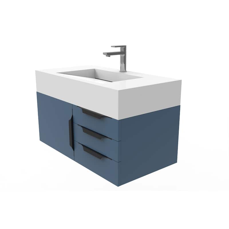 Nile 36-Inch Wall Mounted Bathroom Vanity Set w/ White Top