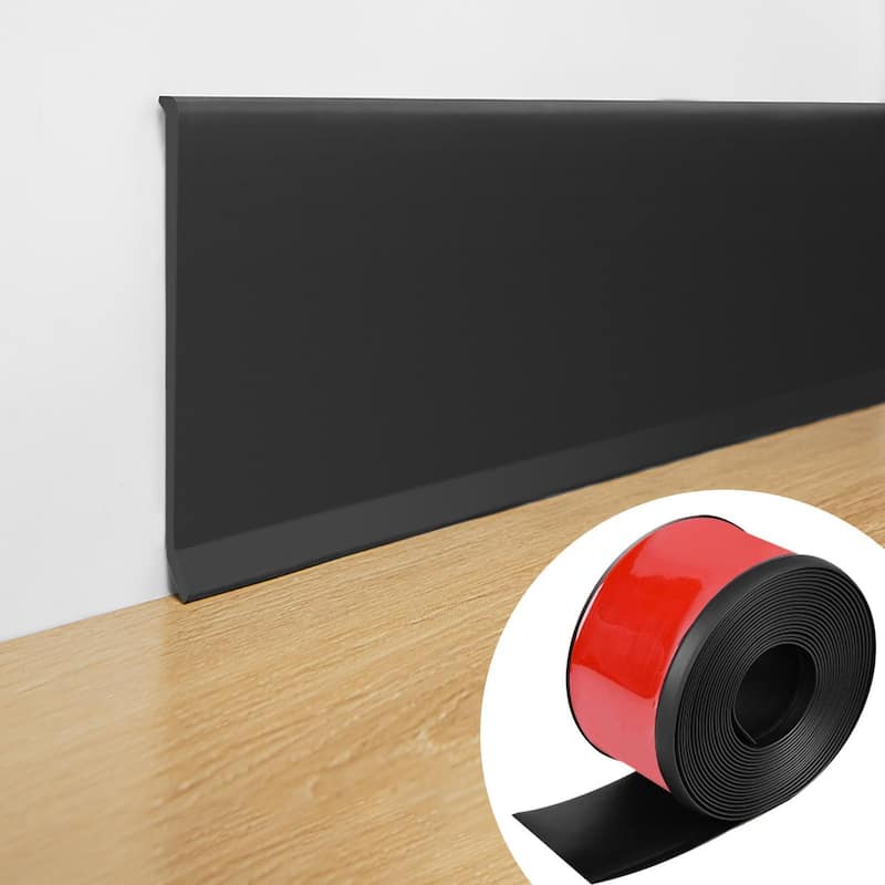 Art3d 20 ft x 4 inch Peel and Stick Flexible Molding Trim - N/A - Black