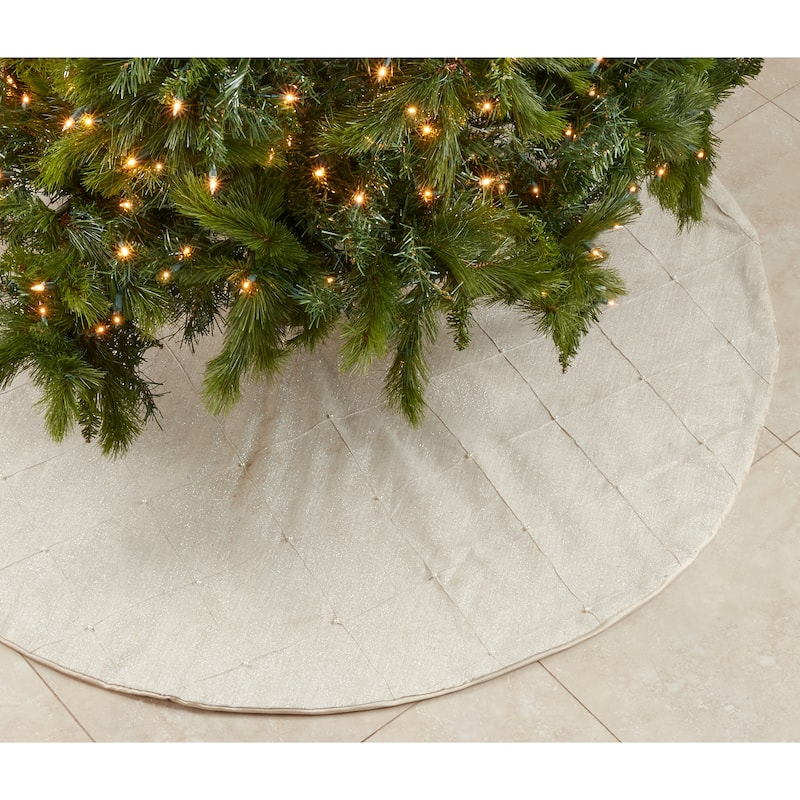 Christmas Tree Skirt With Diamond Stitched Design - 72"x72"