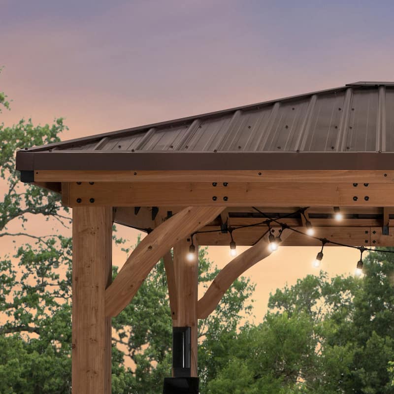 Backyard Discovery Barrington 14x10' Cedar Wood Gazebo with Steel Roof