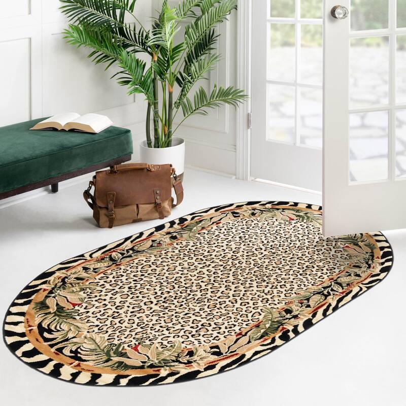 Animal Inspirations Azad Collection Area Rug - 5'3"x8' Oval - Cream