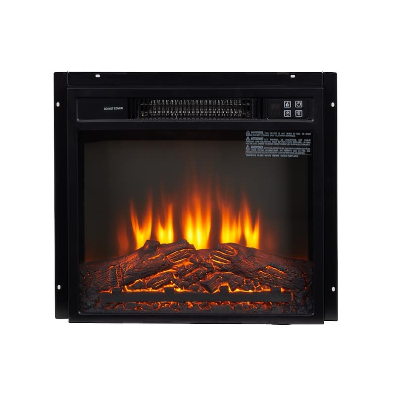 18 Inch Black Electric Fireplace Insert With Remote Control 1400W 120V - Black