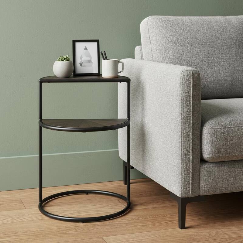 HomeRoots 19" Espresso and Black Solid Wood and Metal Tray Table - 18.75 in. x 24.41 in. x 18.75 in. - Espresso - Wood