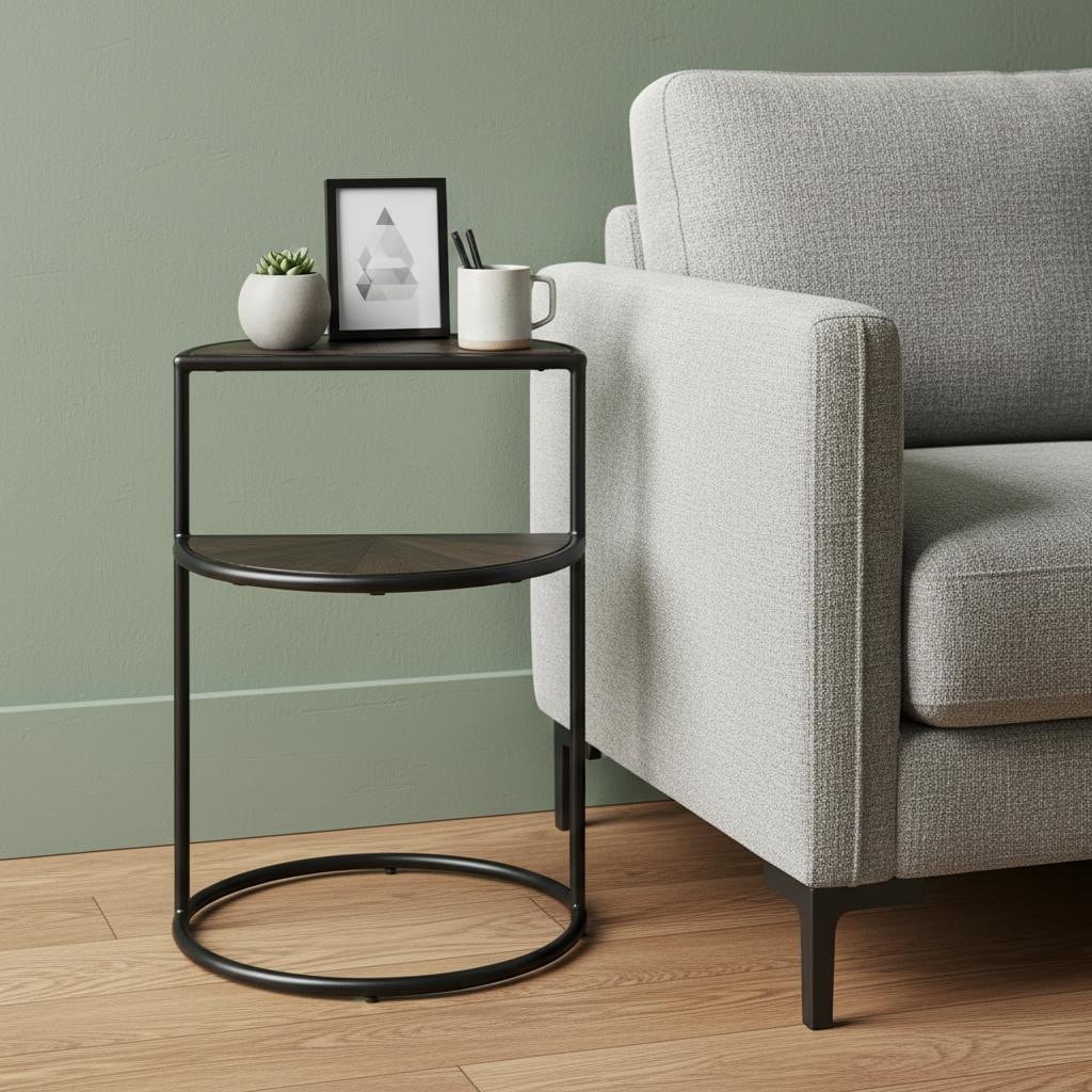 HomeRoots 19" Espresso and Black Solid Wood and Metal Tray Table - 18.75 in. x 24.41 in. x 18.75 in.