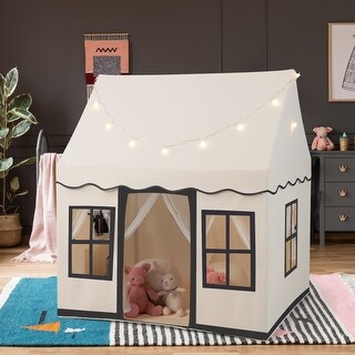 Toddler Large Playhouse with Star String Lights - 47.5" x 40" x 54" (L x W x H)