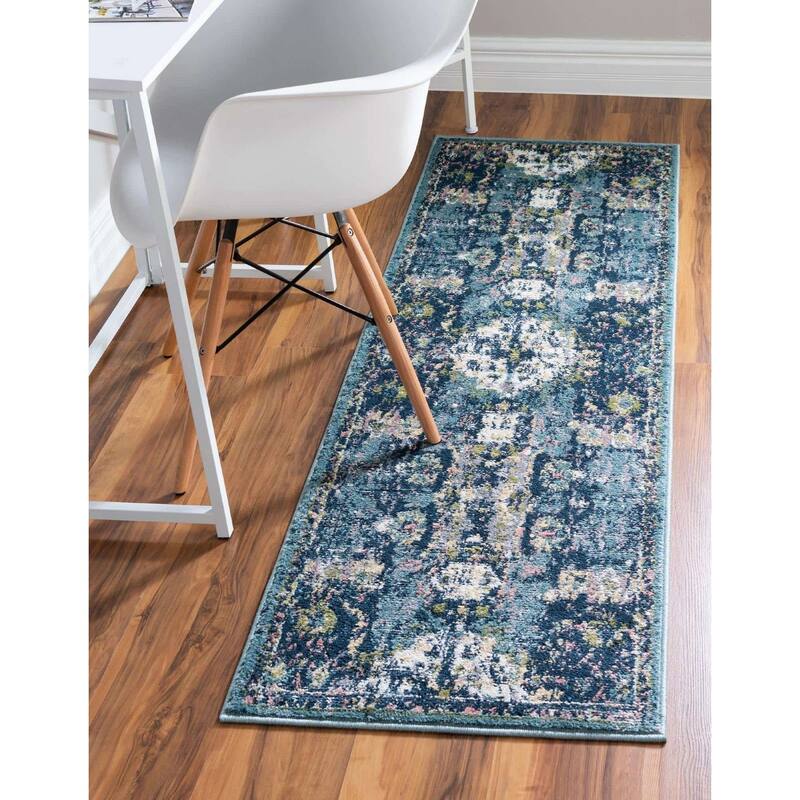Contemporary Synnove Collection Area Rug - 2'x6' - Navy Blue
