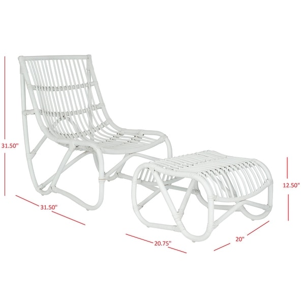 Safavieh Shenandoah White Wicker Chair and Ottoman Set - 22" x 30.5" x 32". Opens flyout.