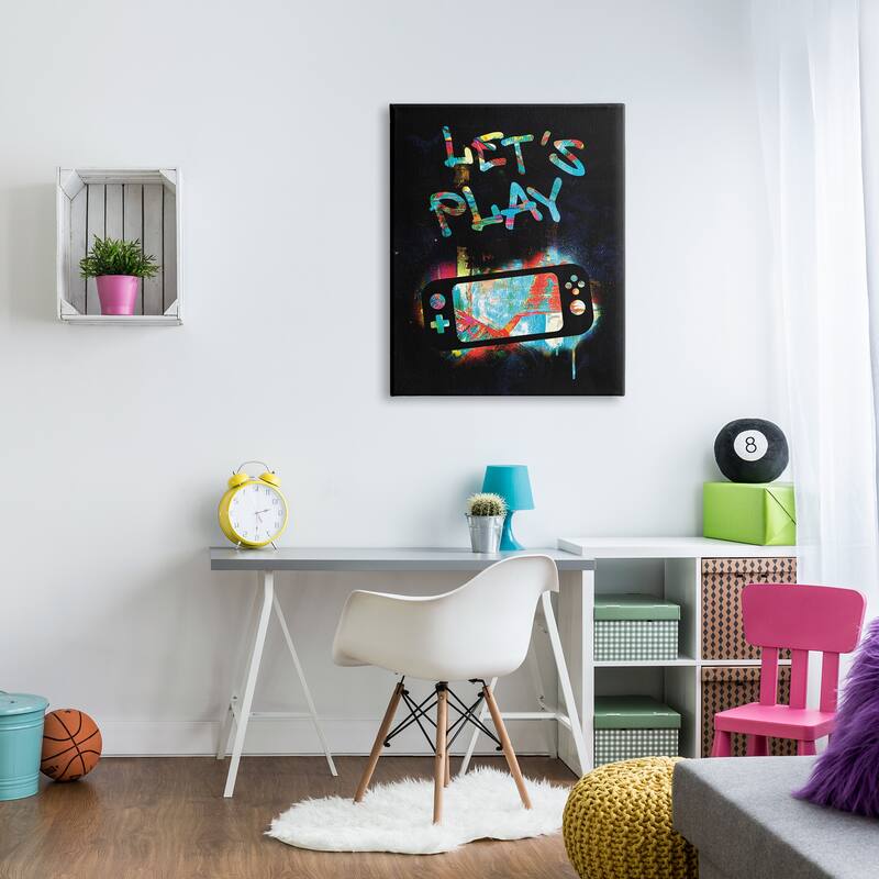 Stupell Let's Play Video Games Neon Street Style Canvas Wall Art, Design by Victoria Barnes