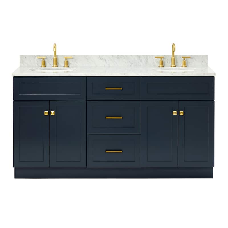 Ariel F067DCW2OVO Hamlet 67" Free Standing Double Basin Vanity Set - Midnight Blue