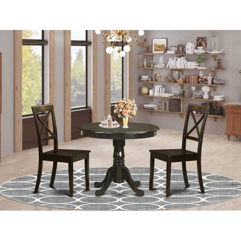 Round Dining Table Set with Chairs - 36 Inch Kitchen Table & 2 Dining Chairs