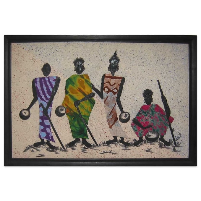 Handmade By the Roadside Cotton batik wall art (Ghana) - 51 x 35 x 6