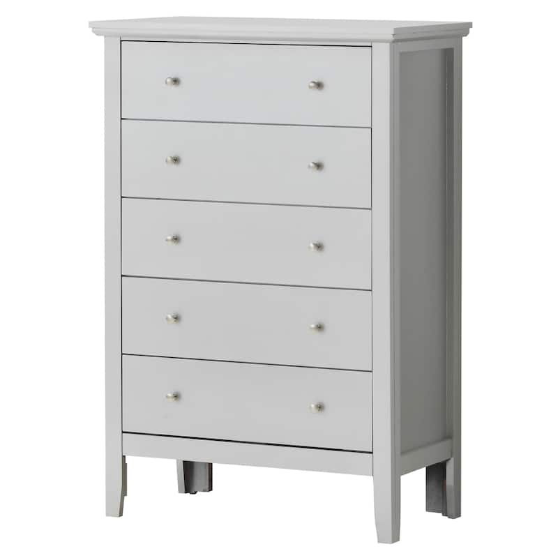 Wooden 5-Drawer Bedroom Chest - 48" - Silver Champagne