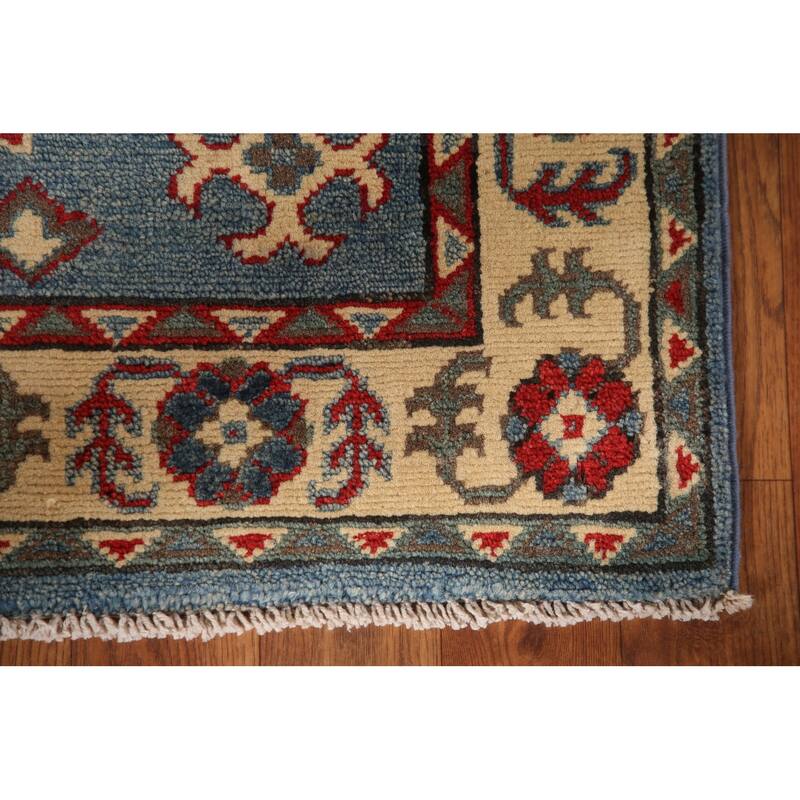 Blue Kazak Oriental Accent Rug Handmade Wool Carpet - 2'8" x 3'10"