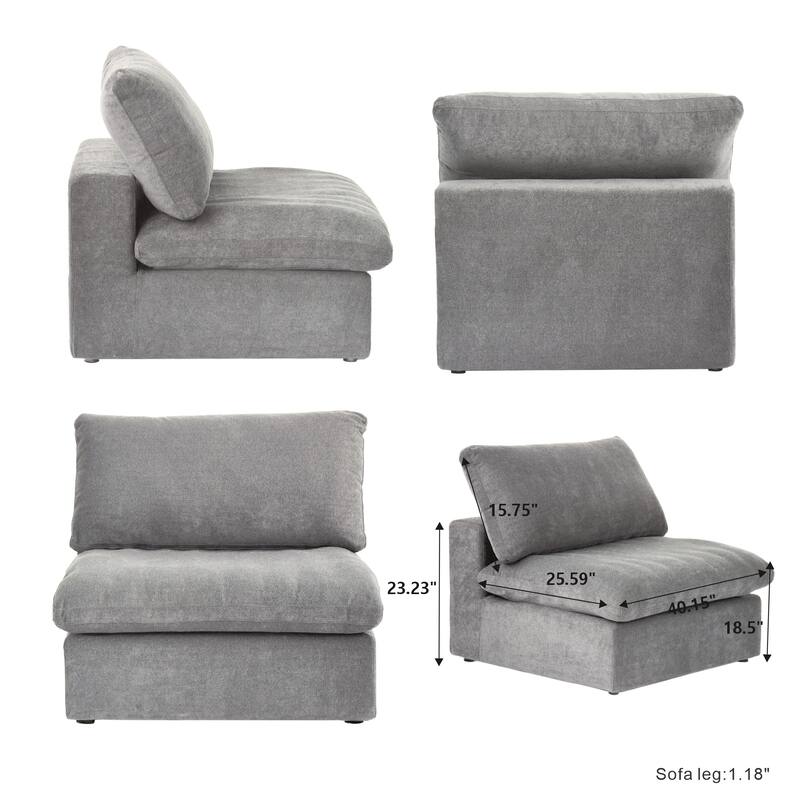 L-shape Linen Upholstered Sofa Multiple Cushions Sectional Couch