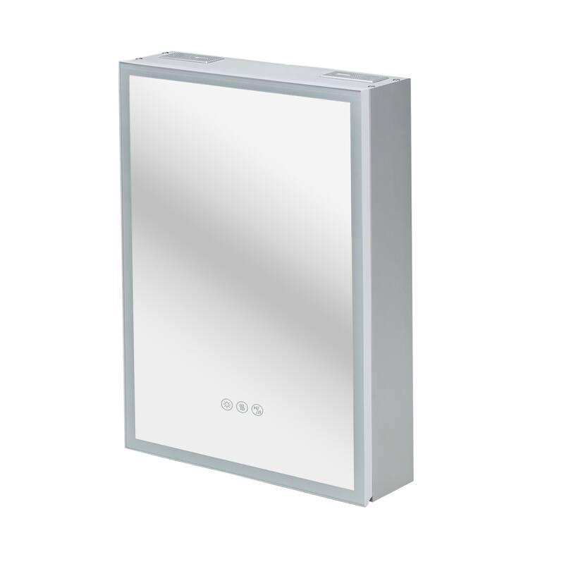 Wall Mounted Medicine Cabinet Bathroom Cabinet Jewelry Organizer with Bluetooth Dual Speakers Adjustable Glass Shelves