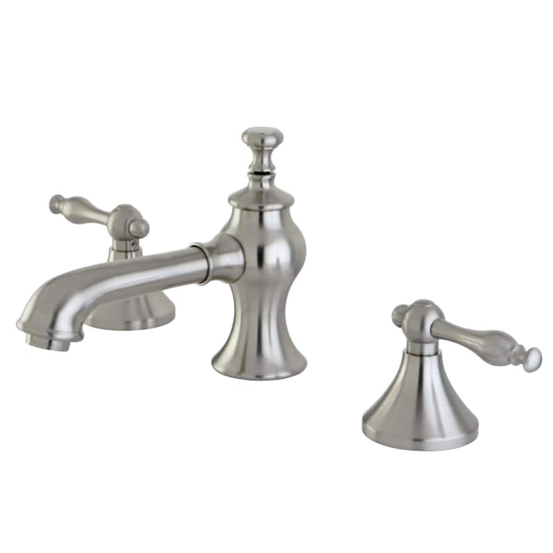 Kingston Brass Naples 1.2 GPM Widespread Bathroom Faucet with Pop-Up - Brushed Nickel