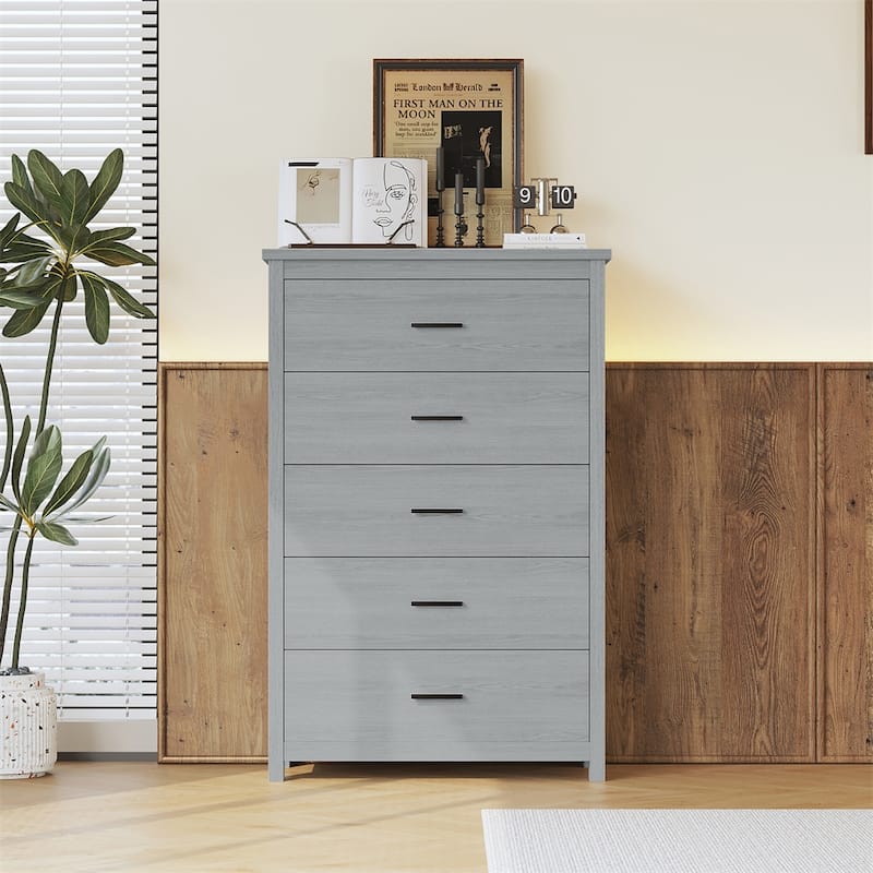 Retro American Country Style Wooden Dresser with 5 Drawer