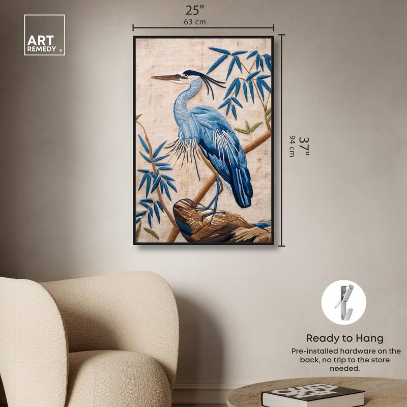 Needlework Heron Canvas by Art Remedy