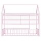 preview thumbnail 9 of 10, Pink Space-Saving Twin Size Kids Bed House Bed with Fence and Shelves