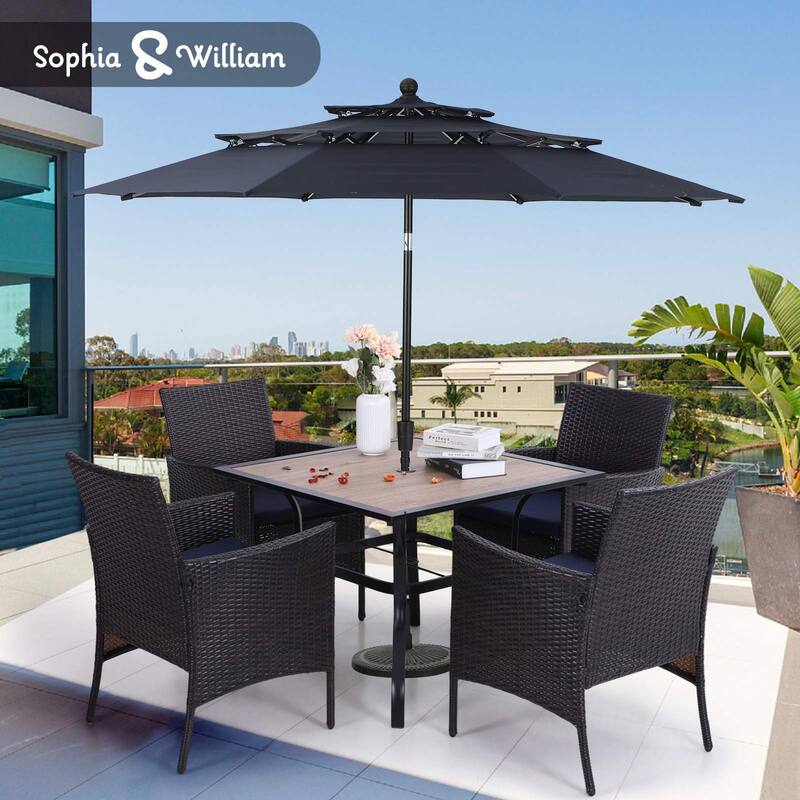 MAISON ARTS Outdoor Patio 6 Pieces Dining Set with Umbrella