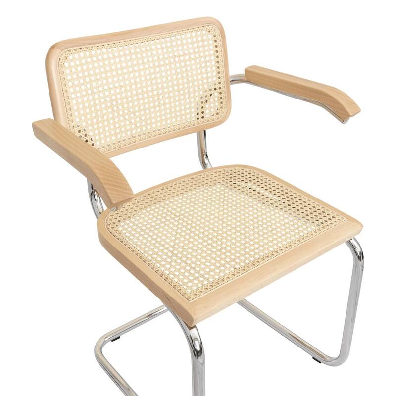 Breuer Chair Company Marcel Breuer Cesca Cane Cantilever Armchair Arm Chair w/ Chrome Steel Frame (Various Wood & Cane Colors)