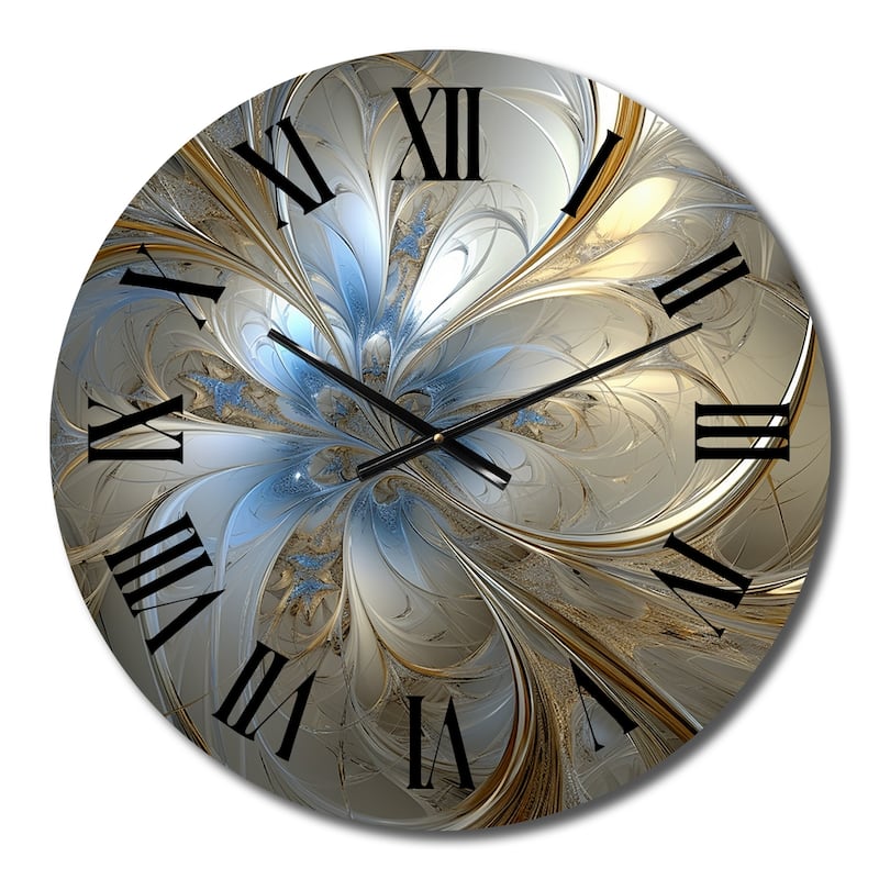 Designart "Tender Light Blue Floral Whirling Spiral" Abstract Spirals Oversized Wall Clock