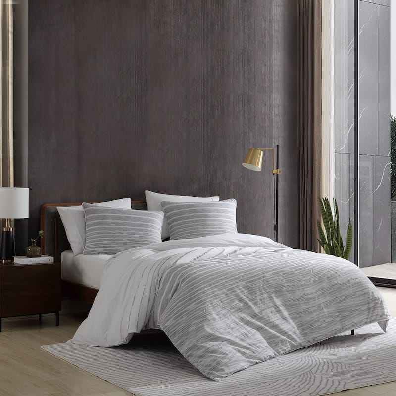 Kenneth Cole New York Abstract Stripe Cotton Grey Comforter Set