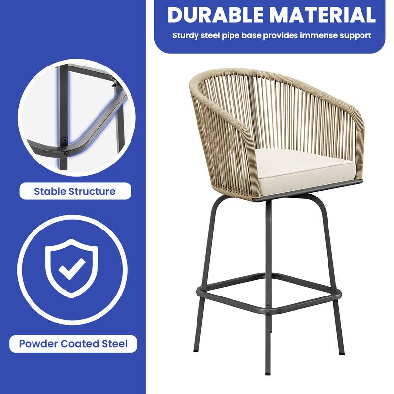 Moasis 4-Piece Patio Woven Swivel Bar Stools