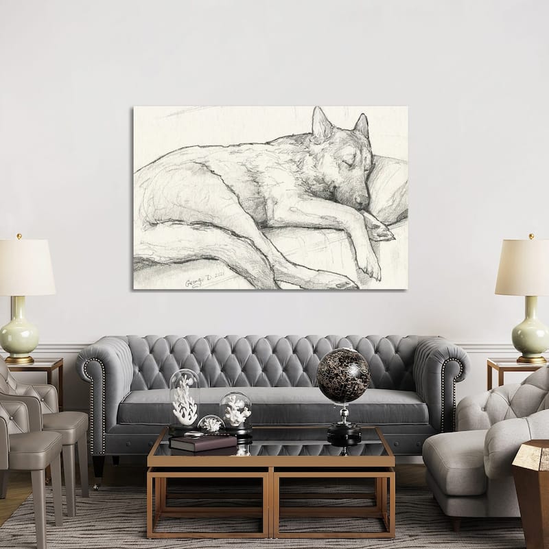iCanvas "Sleeping German Shepherd Old Paper" by George Dyachenko Canvas Print