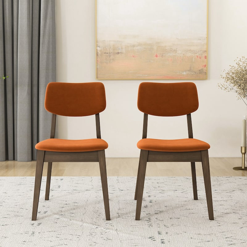 Abrival Mid-Century Velvet Dining Chair (Set of 2) - Burnt Orange