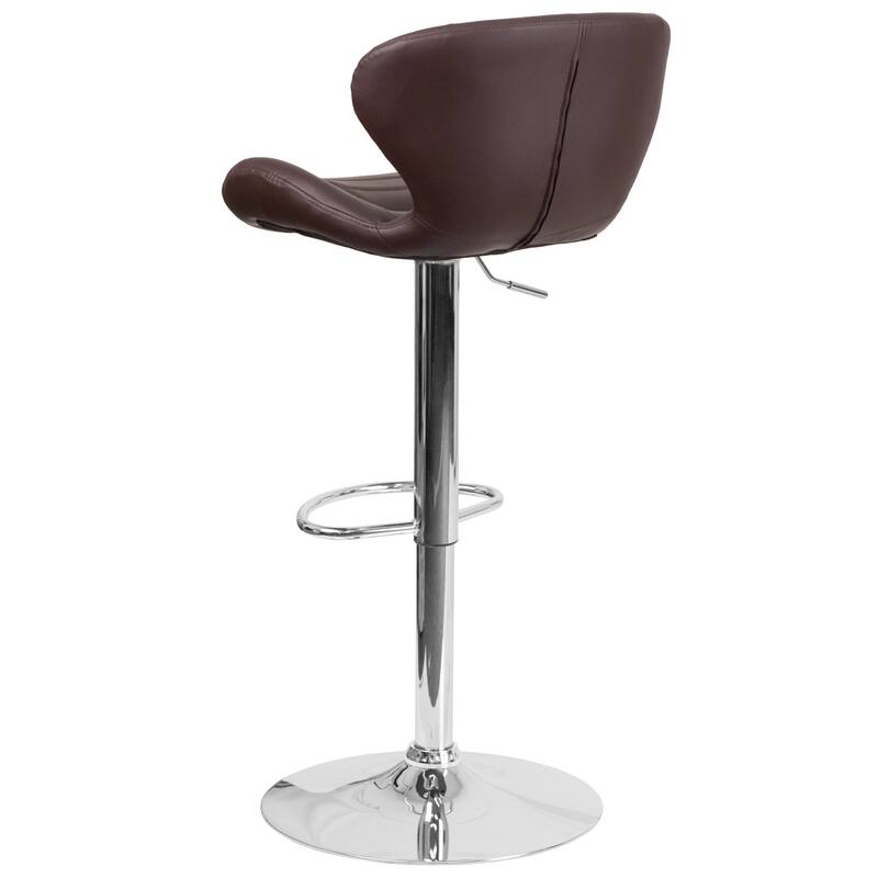 Modern Low-back Height-adjustable Chrome/Vinyl Barstools (Set of 2)