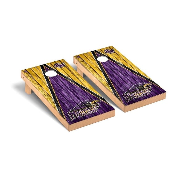 slide 2 of 5, Montevallo Falcons Triangle Cornhole Board Set