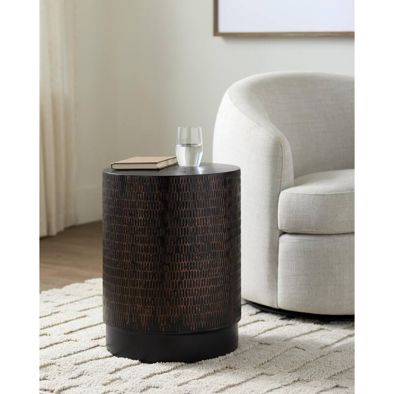 Ezekiel Round Metal Textured End Table - 19"H x 15"W x 15"D - 19"H x 15"W x 15"D - Gold/Black - Metal