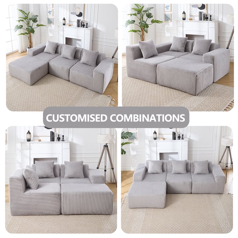 L-Shaped Cloud Sofa, Deep Seat Modular, Plush Minimalist, No Assembly