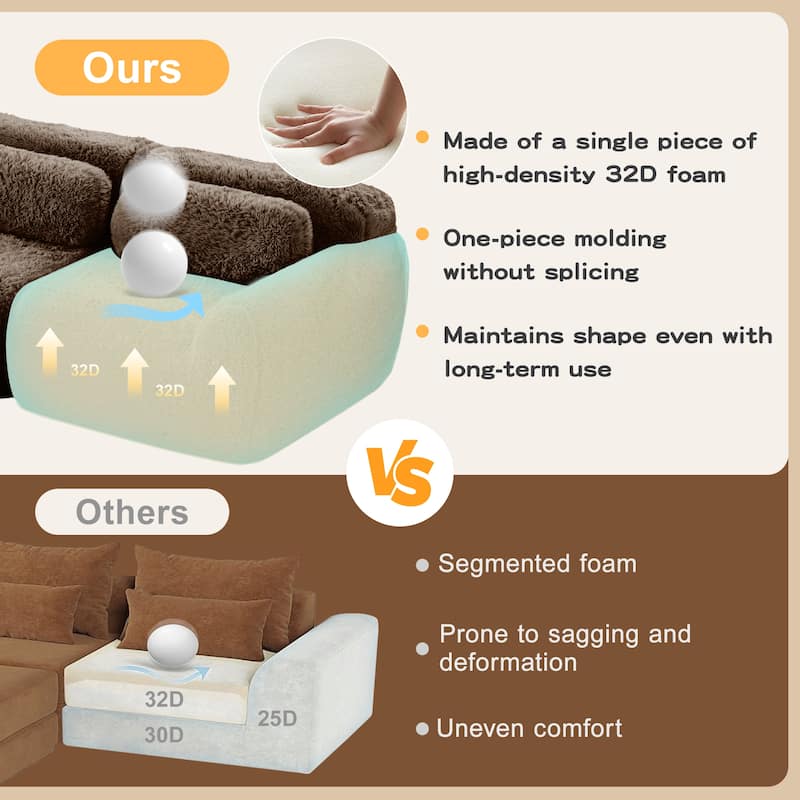Anmytek Modern Comfortable U-Shaped Boneless Sofa - Free Combination, No Assembly Required, Full-Compression Vacuum Packed