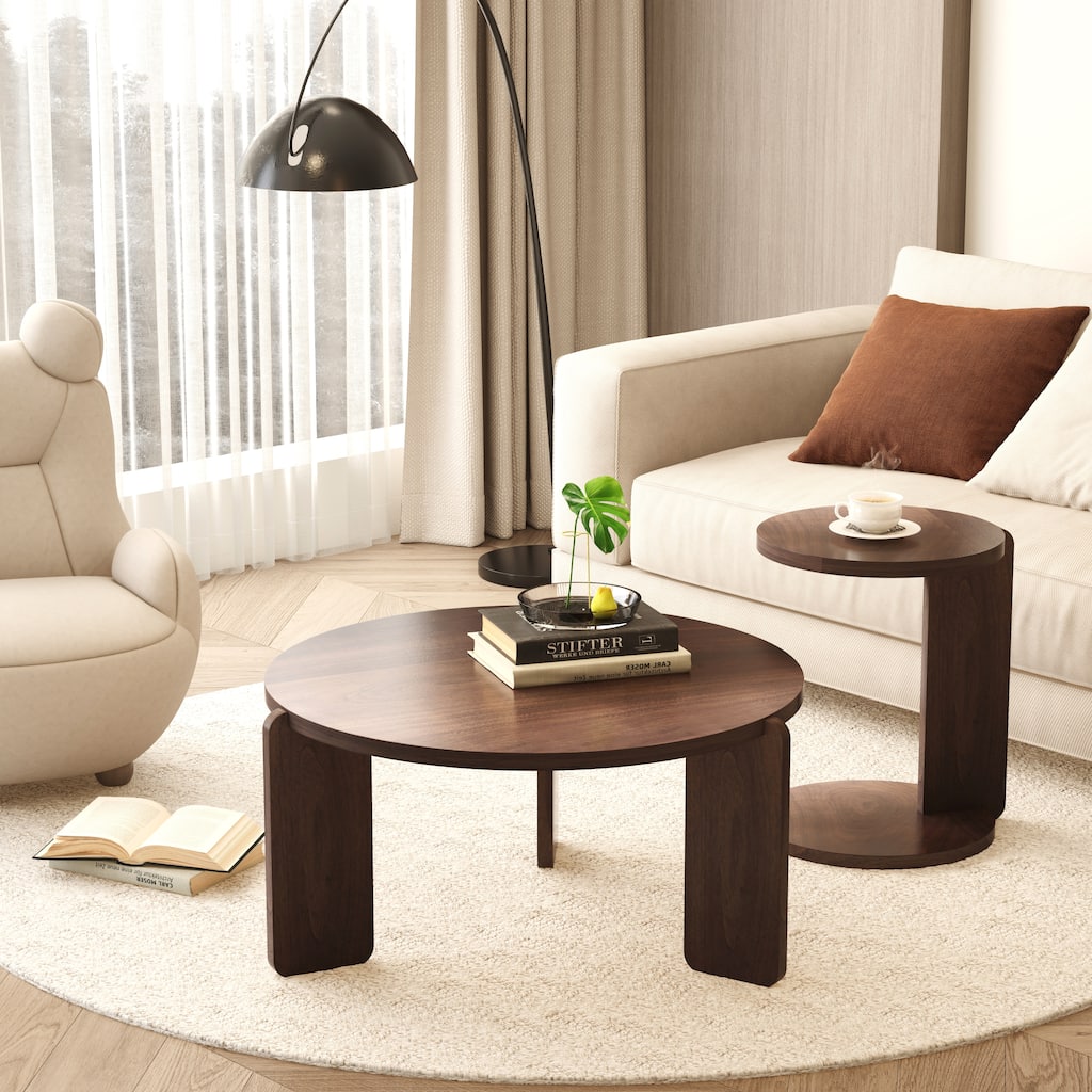 Coffee Table Set of 2 Nesting Table for Bedroom, End Table Center Table Black Accent Table Sofa Table