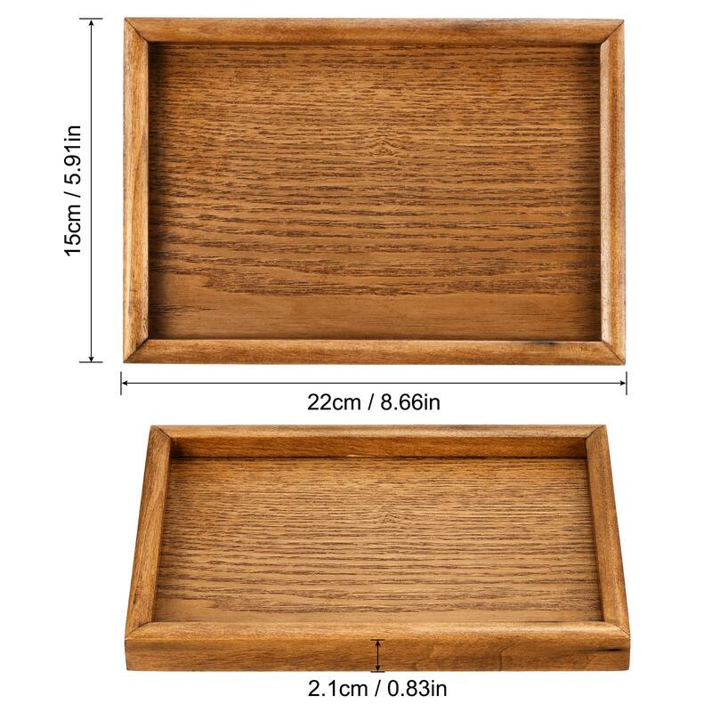 Wood Serving Tray Rectangle Decorative Platter Home Kitchen Table - 9x6 Inch