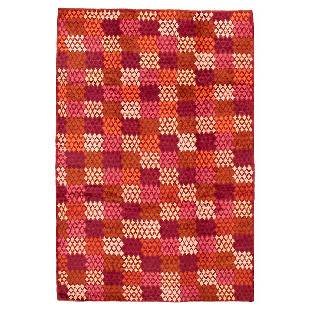 ECARPETGALLERY Hand-knotted Akhjah Red Wool Rug - 6'9 x 9'8