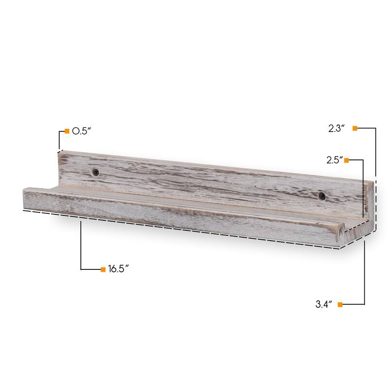 Rustic State Solid Wood Picture Ledge Wall Shelf 17 Inch - Pack of 2