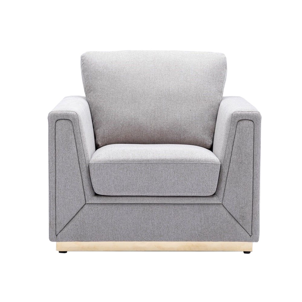 Linen Upholstered Accent Chair in Gray and Gold