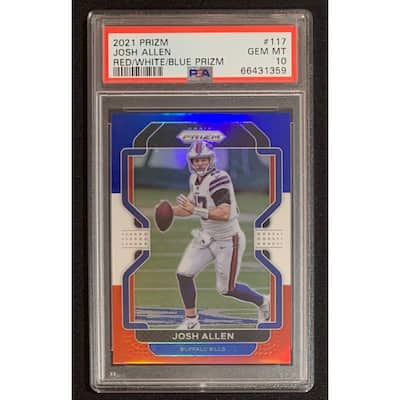 Josh Allen 2021 Panini Red White Blue Prizm Football Card #117 Graded PSA 10 - 8'6" x 11'6"