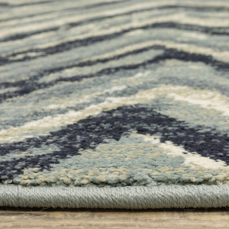 Style Haven Salinas Industrial Chevron Blue/ Light Blue Indoor Area Rug