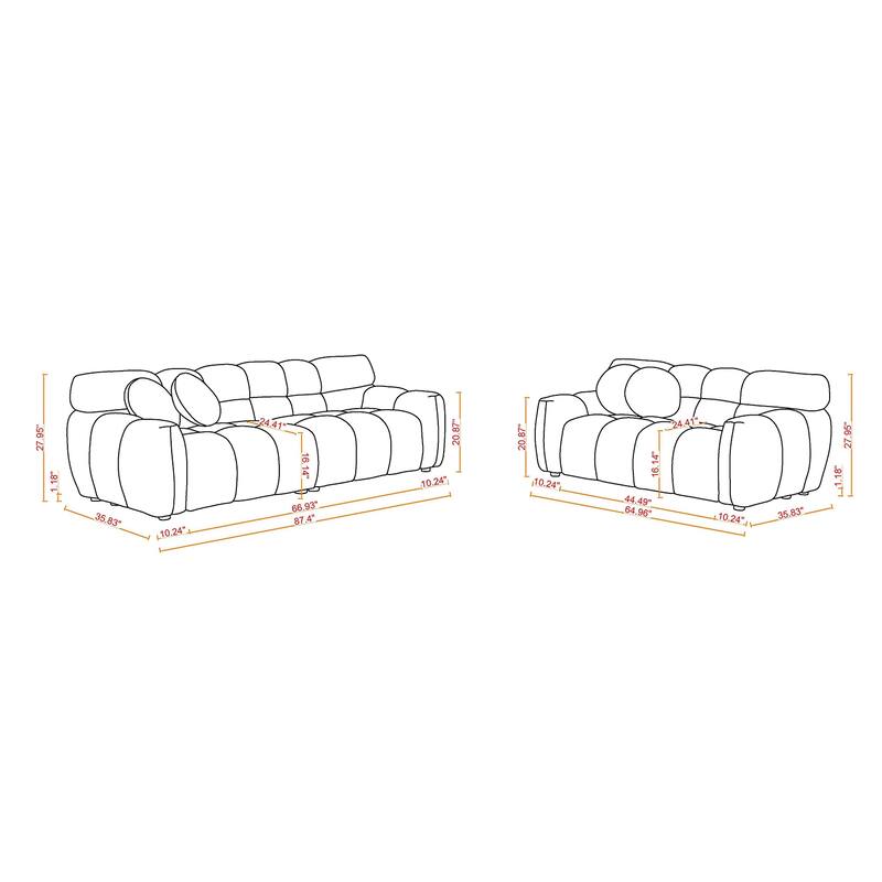 Modern ergonomic marshmallow sofa for living room