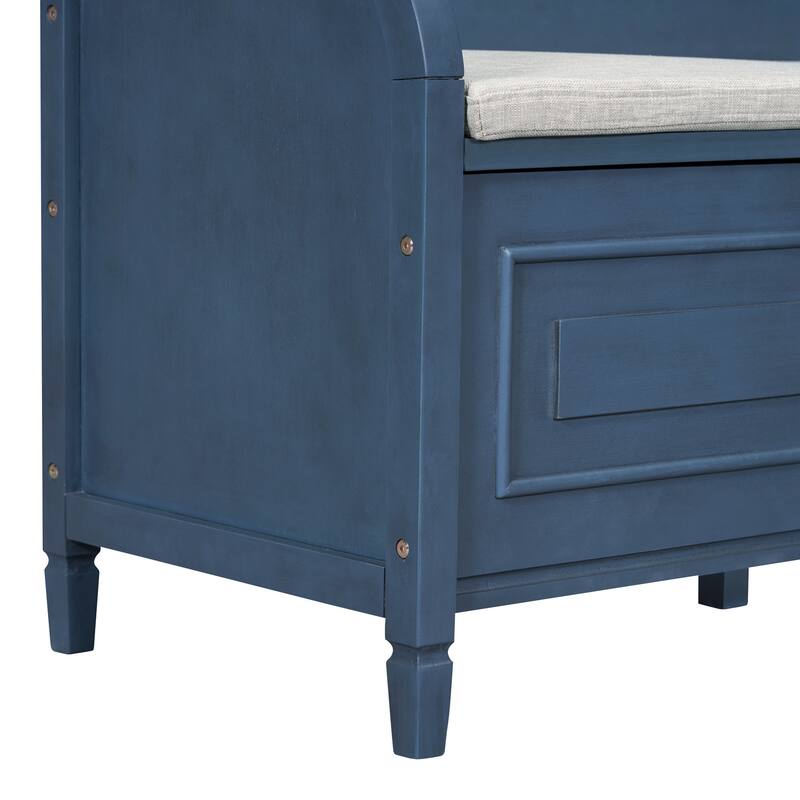 41.9" Rustic Style Solid wood Entryway Multifunctional Storage Bench with Safety Hinge