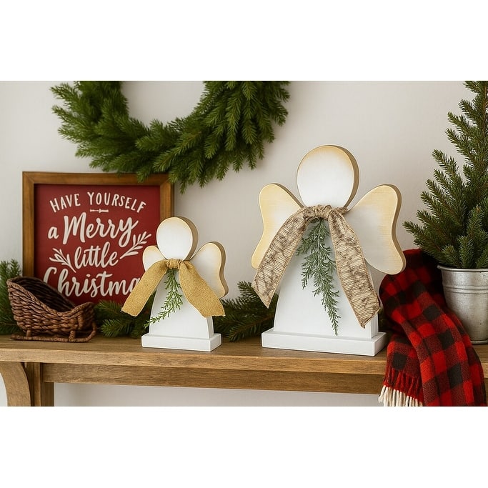 Small Wooden Amish Christmas Angels