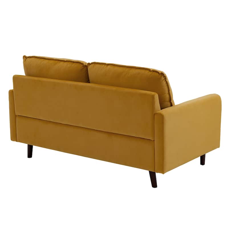 Velvet Loveseat Sofa With Wood Legs