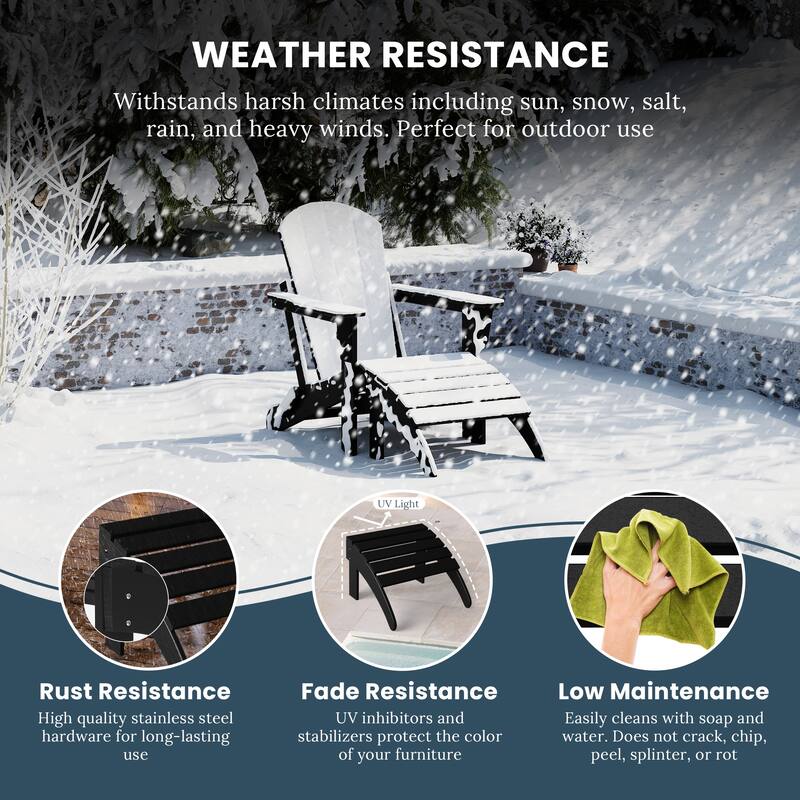 Polytrends Laguna Hdpe All Weather Outdoor Patio Foldable Ottoman