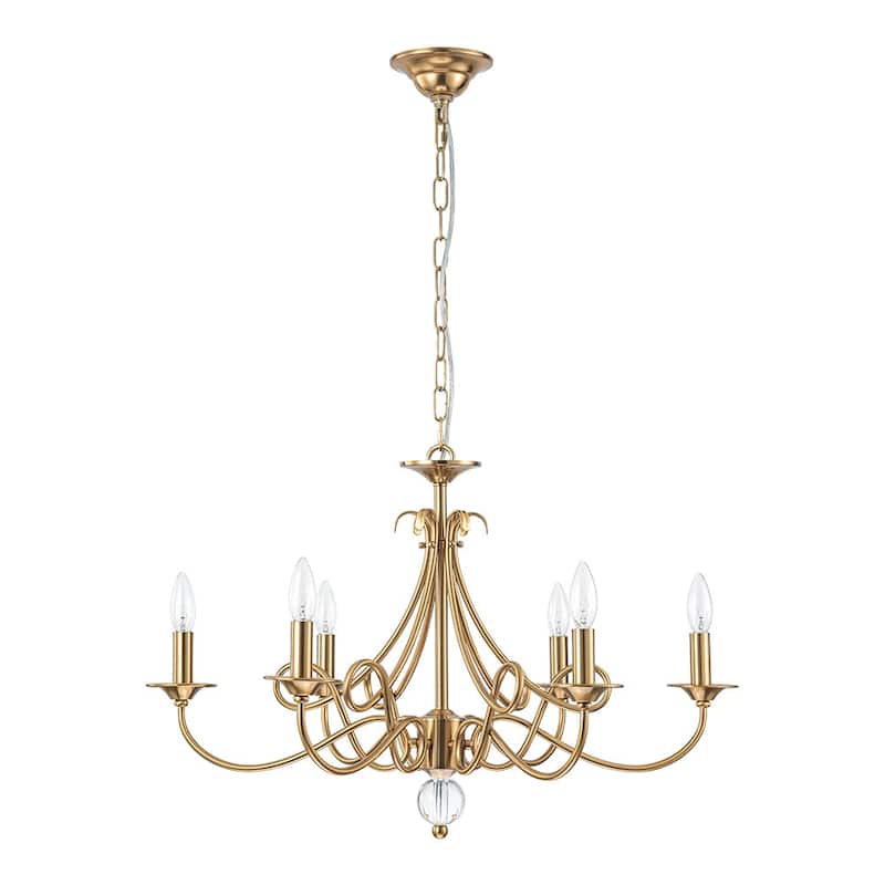 French Country Style 6-Light Candlestick Metal Chandelier - 28.7 in