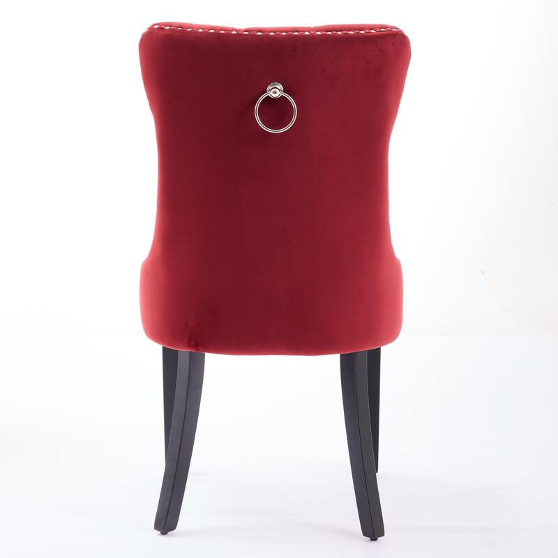 Modern Velvet Upholstered Dining Chair with Wood Legs,Set of 2